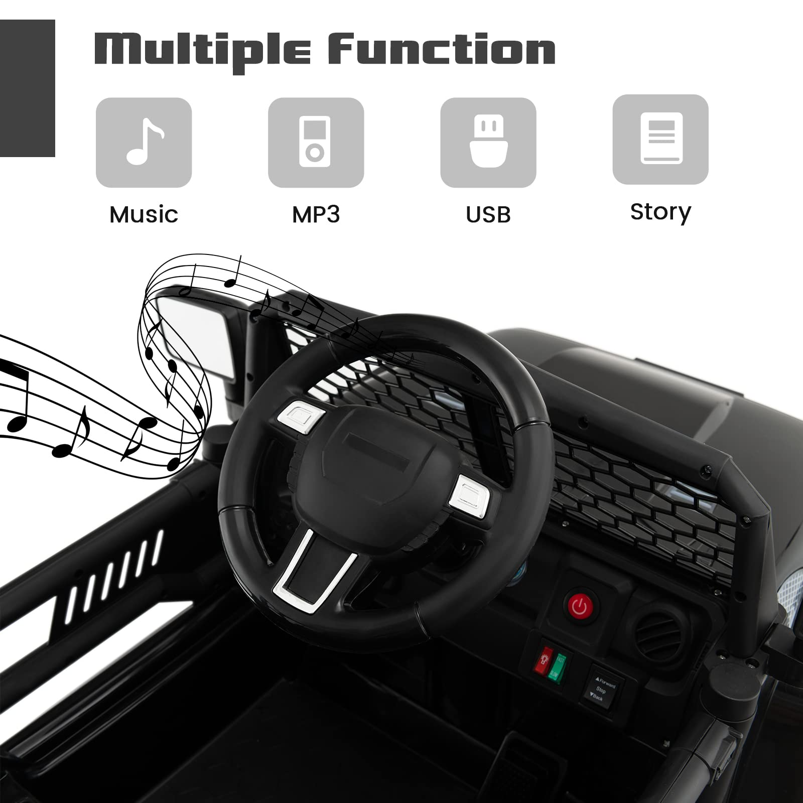 12V Electric Vehicle Car with Remote Control, Toddlers Battery Powered Toy with 2 Speeds, Spring Suspension OLAKIDS