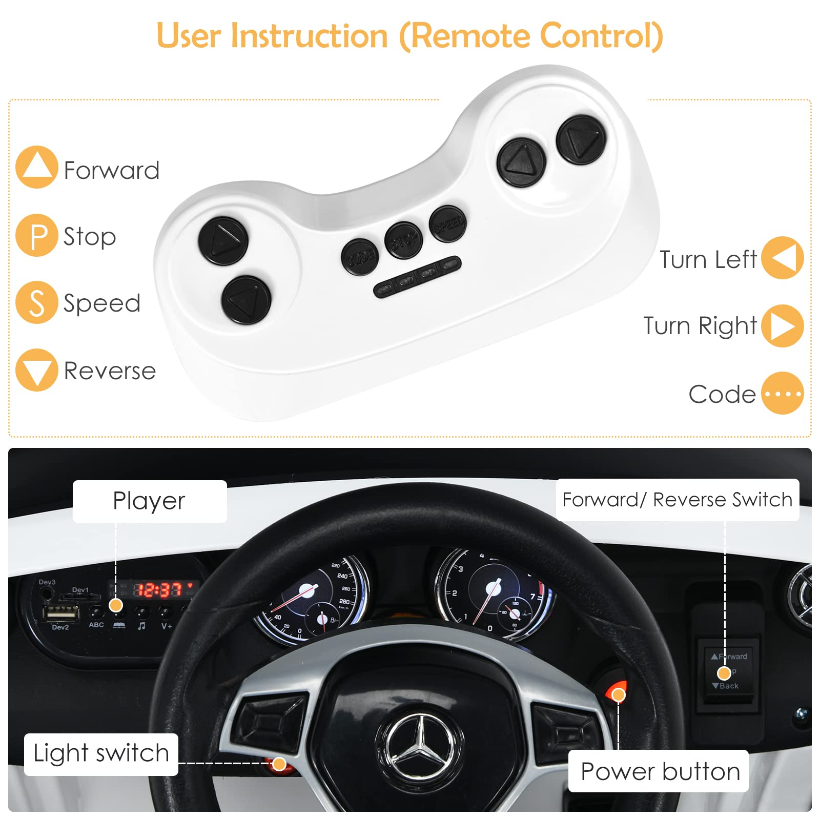 12V Electric Kids Ride On Carr with Remote Control OLAKIDS