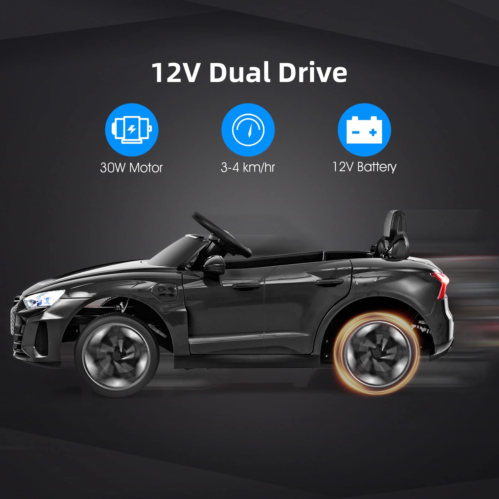 OLAKIDS 12V Kids Ride On Car, Licensed Audi RS e-tron GT Electric Vehicle with Remote Control OLAKIDS