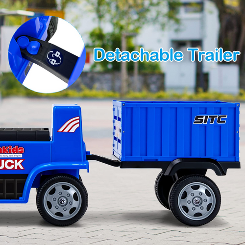 OLAKIDS Kids Ride On Push Car, 2 in 1 Foot-to-Floor Sliding Truck with Detachable Trailer, Steering Wheel, Headlights, Music, Alarm Sound, Toy Walker Gift for Toddlers Age 1.5-3 Boys Girls OLAKIDS