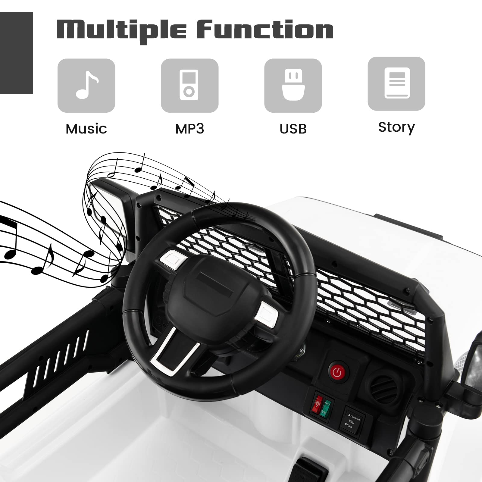 12V Electric Vehicle Car with Remote Control, Toddlers Battery Powered Toy with 2 Speeds, Spring Suspension OLAKIDS