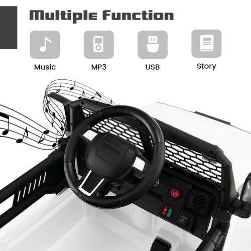 12V Electric Vehicle Car with Remote Control, Toddlers Battery Powered Toy with 2 Speeds, Spring Suspension OLAKIDS