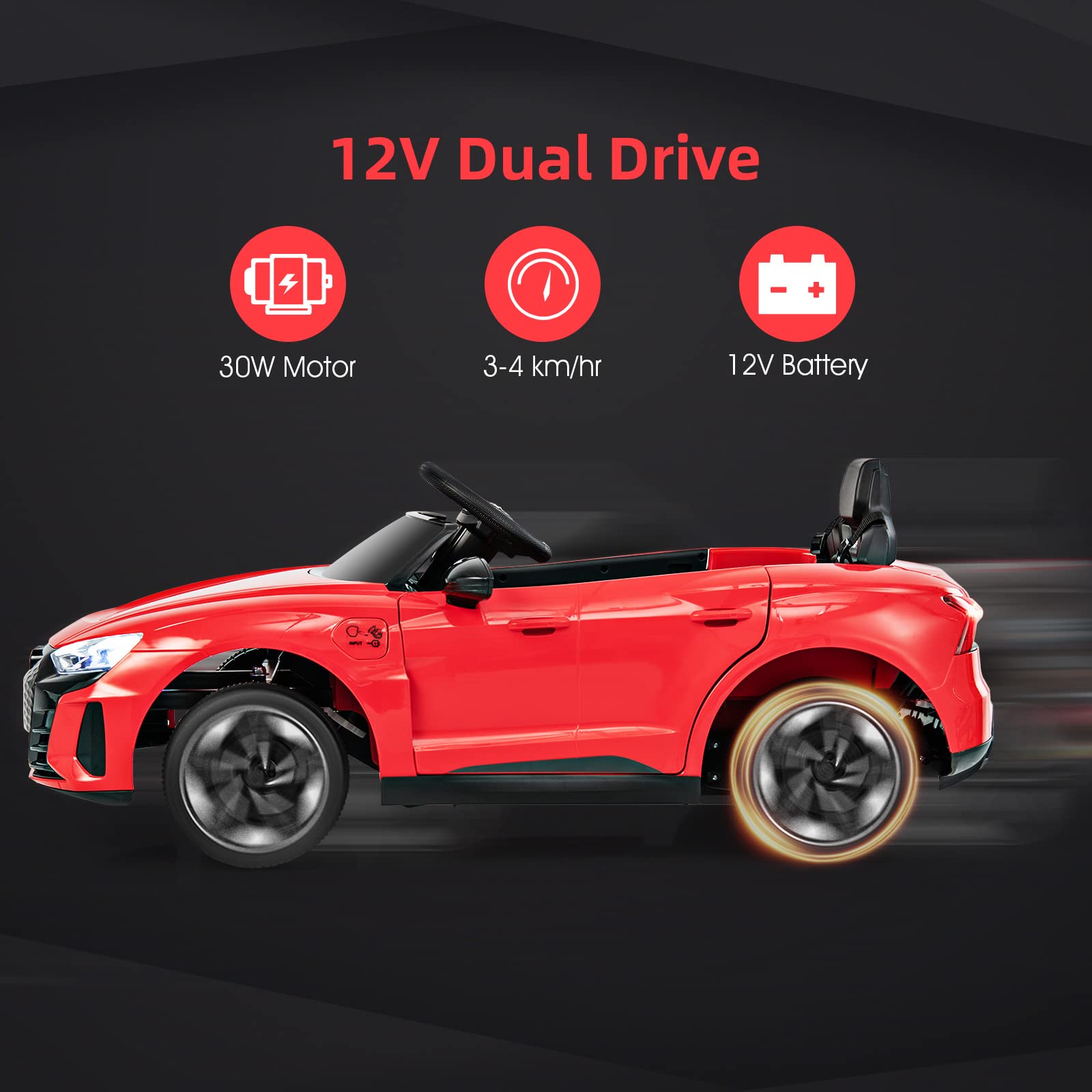 OLAKIDS 12V Kids Ride On Car, Licensed Audi RS e-tron GT Electric Vehicle with Remote Control OLAKIDS