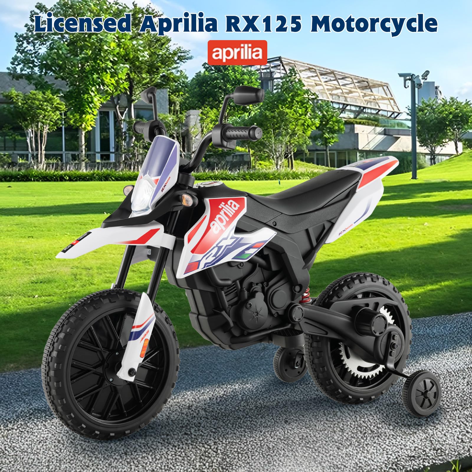 OLAKIDS Kids Motorcycle 12V, Electric Ride-on Motorbike for Toddlers with Training Wheels
