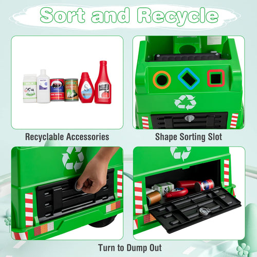 OLAKIDS Ride on Car, 6V Recycling Garbage Truck Electric Vehicle with Music, Horn, Warning Lights