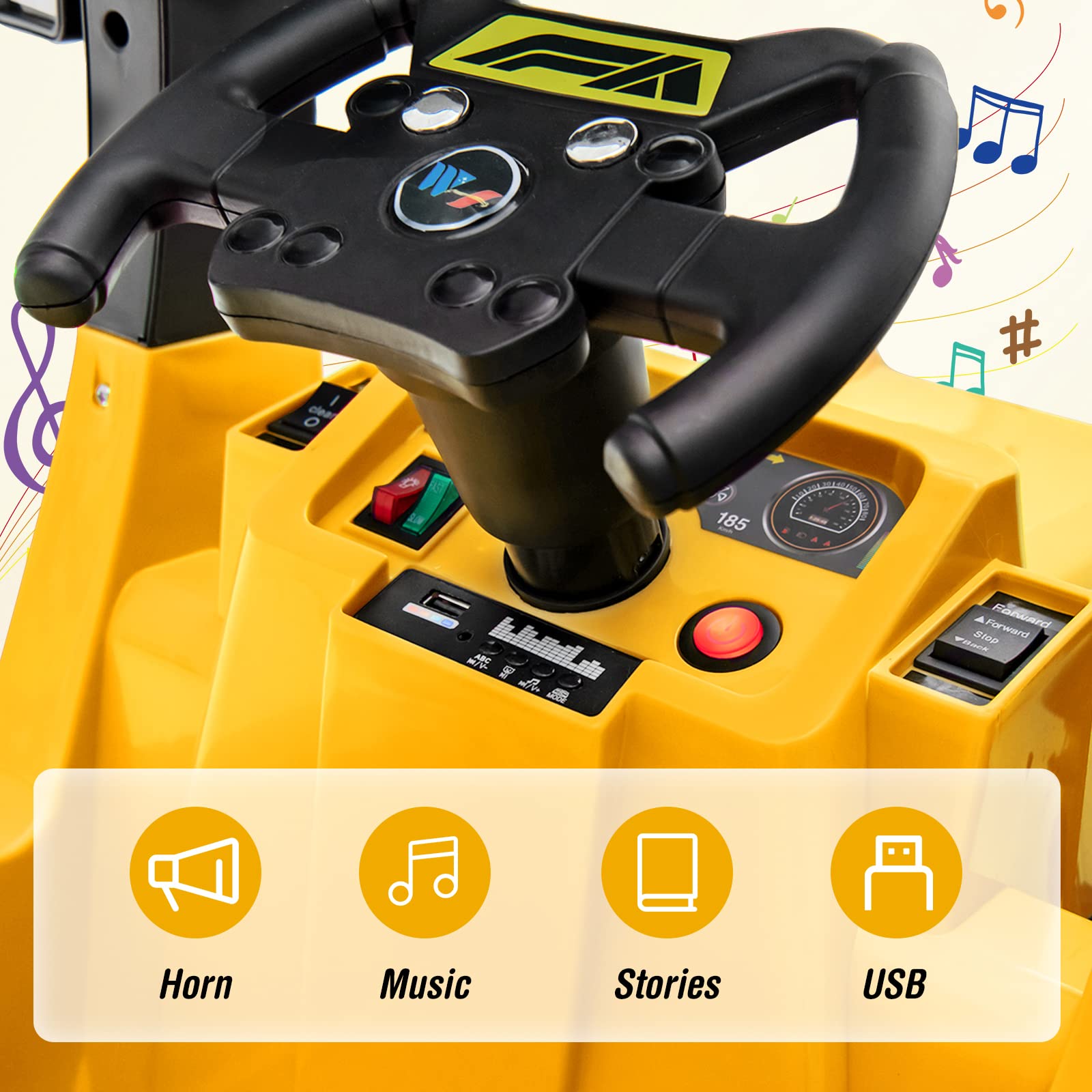 OLAKIDS Ride on Car, 12V 2 in 1 Kids Street Sweeper Truck Electric Vehicle with Remote Control