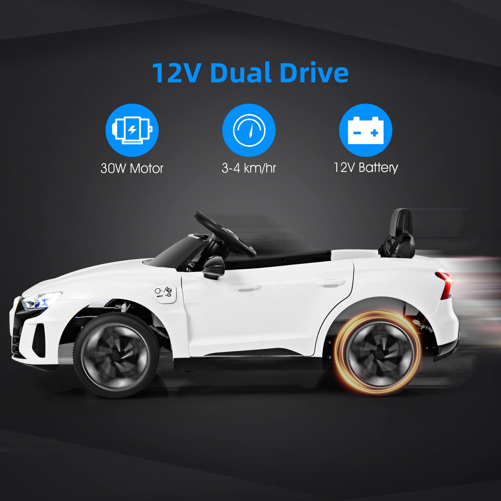 OLAKIDS 12V Kids Ride On Car, Licensed Audi RS e-tron GT Electric Vehicle with Remote Control OLAKIDS