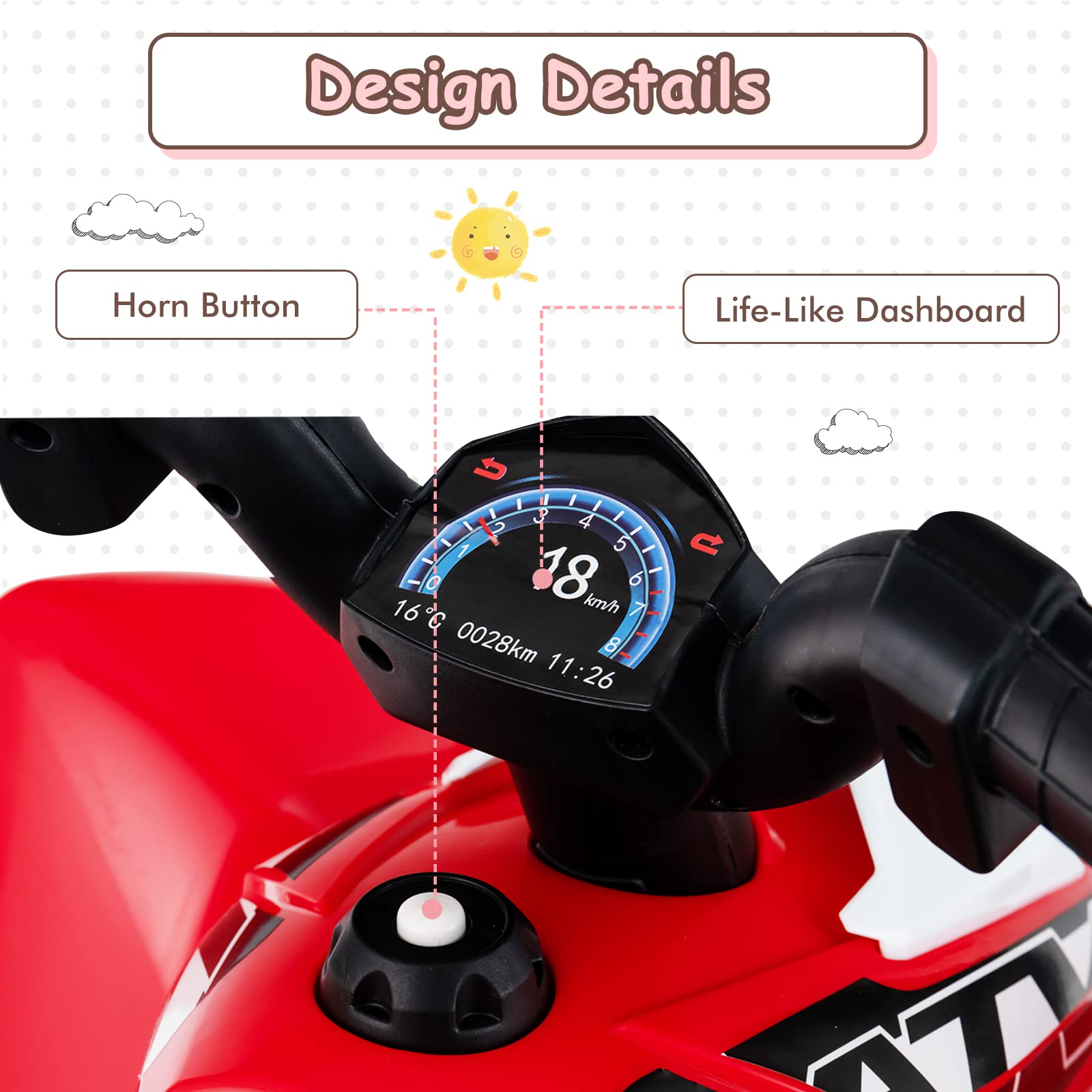 OLAKIDS Kids Ride On ATV, 6V Electric Vehicle for Toddlers, 4 Wheeler Battery Powered Motorized Quad Toy Car OLAKIDS