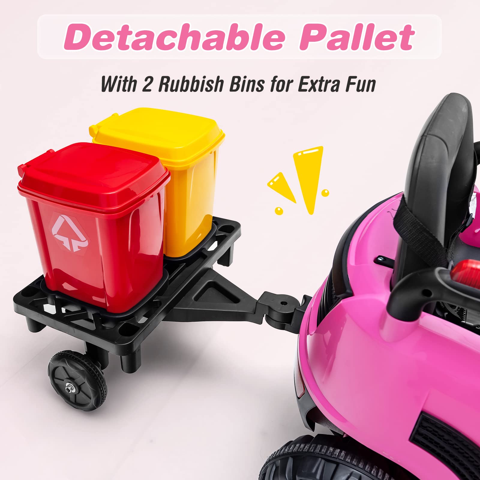 OLAKIDS Ride on Car, 12V 2 in 1 Kids Street Sweeper Truck Electric Vehicle with Remote Control
