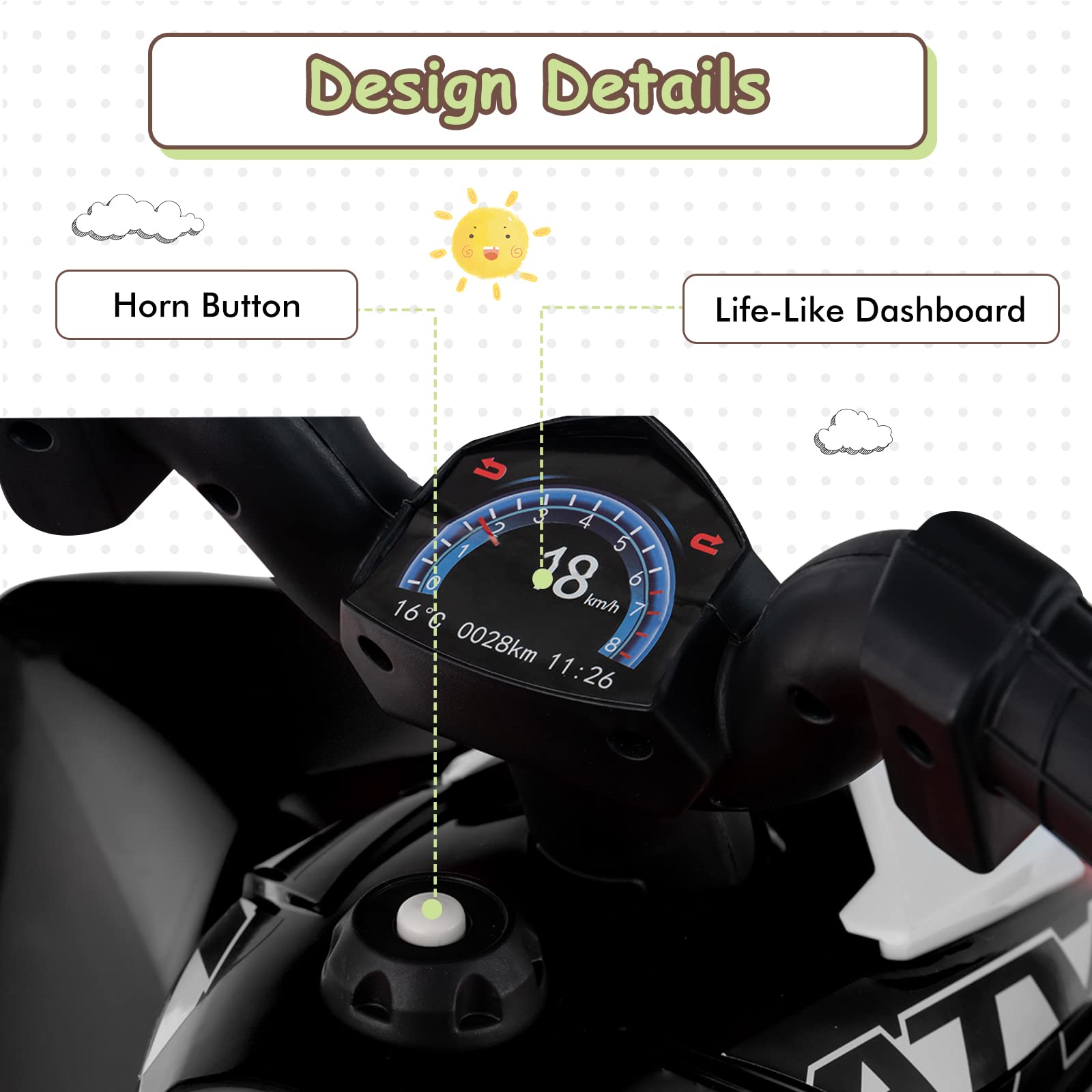 OLAKIDS Kids Ride on ATV, 6V Electric Vehicle for Toddlers, 4 Wheeler Battery Powered Motorized Quad Toy Car
