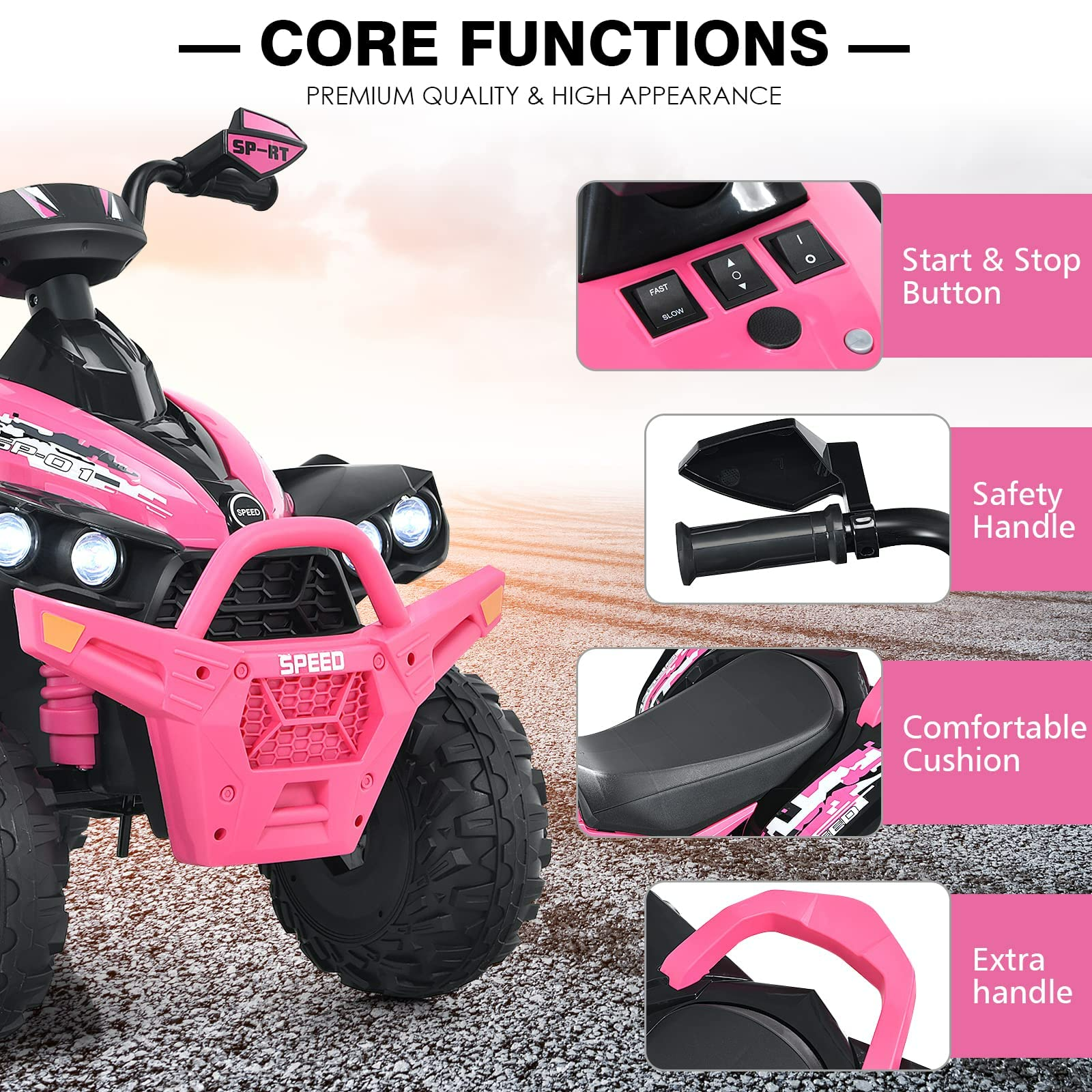 OLAKIDS Ride On ATV, 12V 4 Wheeler Battery Powered Toy Car for Toddlers OLAKIDS