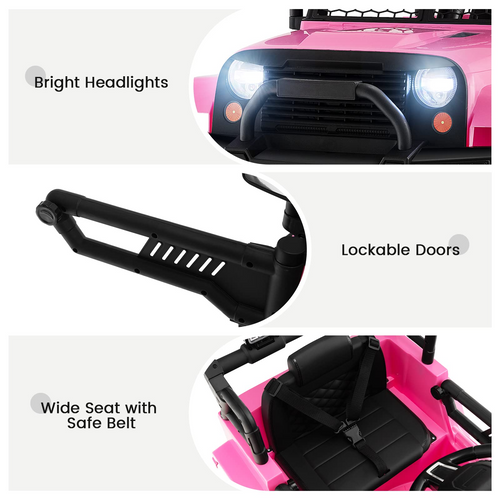 12V Electric Vehicle Car with Remote Control, Toddlers Battery Powered Toy with 2 Speeds, Spring Suspension OLAKIDS