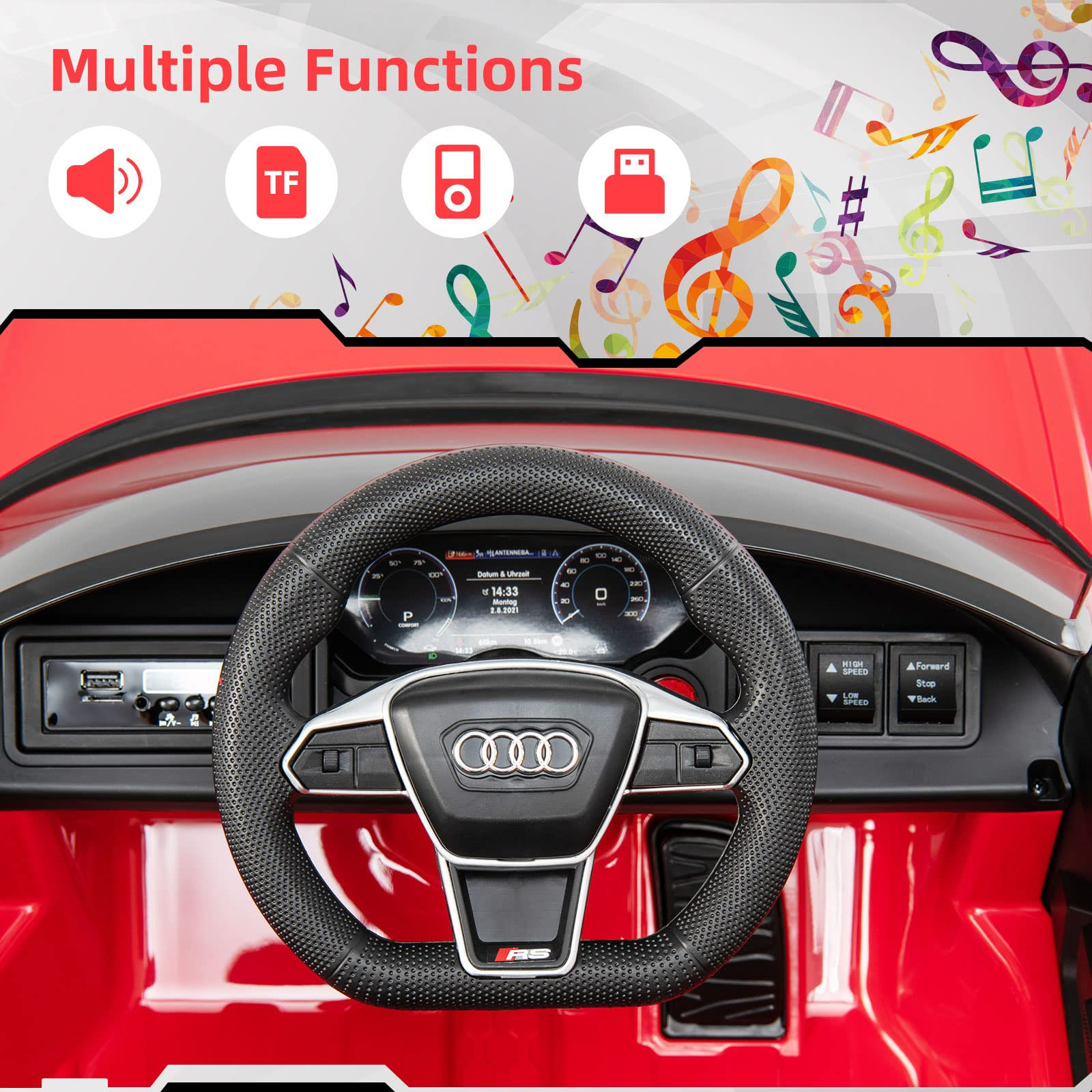 OLAKIDS 12V Kids Ride On Car, Licensed Audi RS e-tron GT Electric Vehicle with Remote Control OLAKIDS