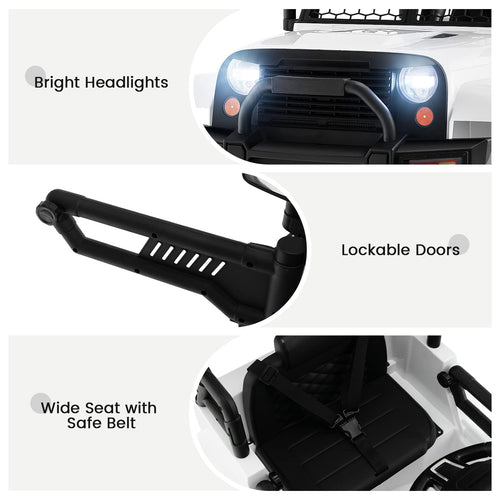 12V Electric Vehicle Car with Remote Control, Toddlers Battery Powered Toy with 2 Speeds, Spring Suspension OLAKIDS