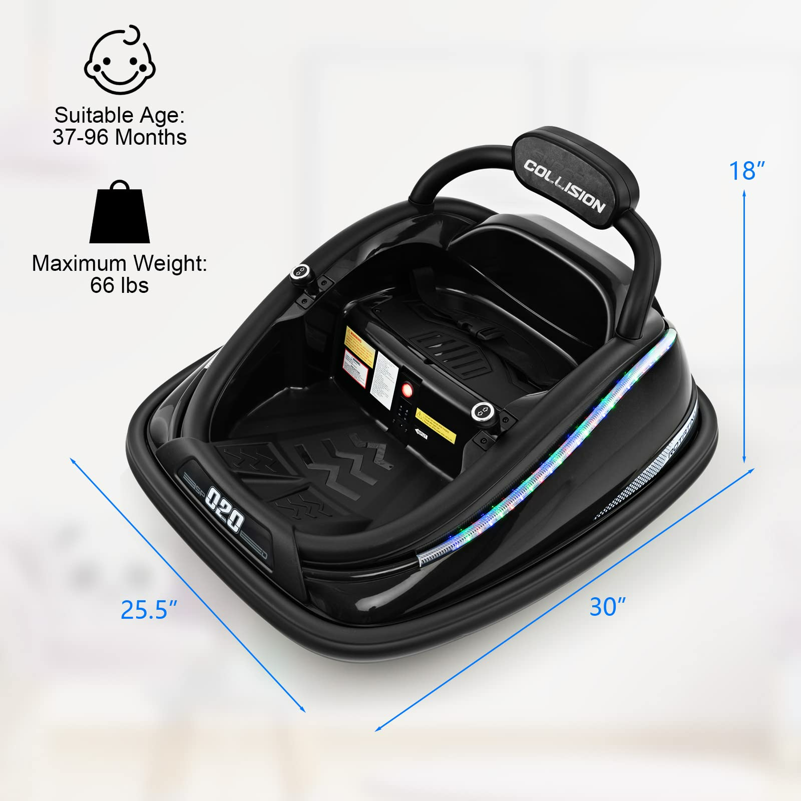 OLAKIDS Bumper Car for Toddlers, 12V Kids Electric Ride on Toy with Remote Control OLAKIDS