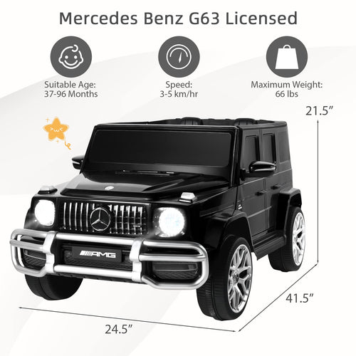 OLAKIDS 12V Kids Ride On Car, Licensed Mercedes Benz G63 Electric Vehicle with Remote Control, Double Open Doors, Music, Bluetooth, 2 Speeds, Wheels Suspension, Battery Powered Driving Toy OLAKIDS