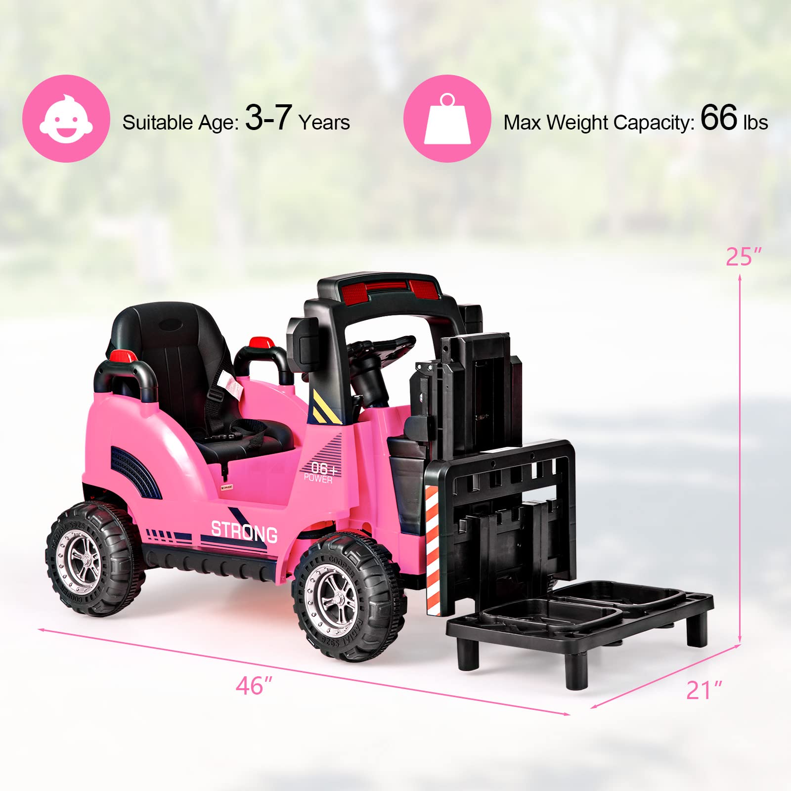 OLAKIDS Ride on Forklift, 12V Kids Electric Vehicle Construction Truck with Remote Control, Liftable Fork and Pallet