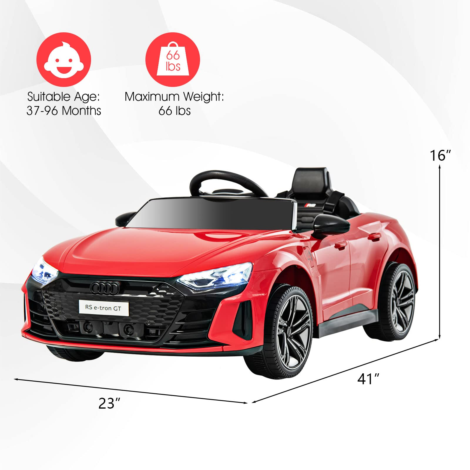OLAKIDS 12V Kids Ride On Car, Licensed Audi RS e-tron GT Electric Vehicle with Remote Control OLAKIDS