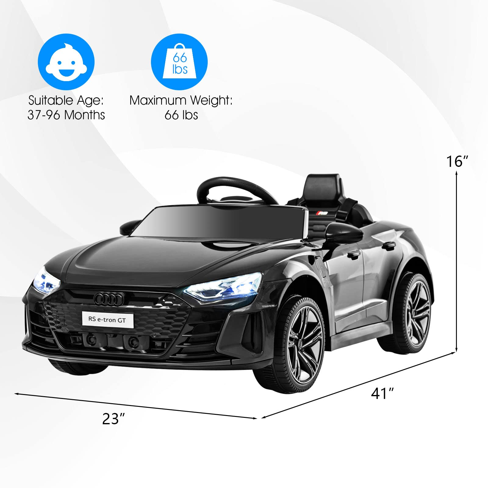 OLAKIDS 12V Kids Ride On Car, Licensed Audi RS e-tron GT Electric Vehicle with Remote Control OLAKIDS