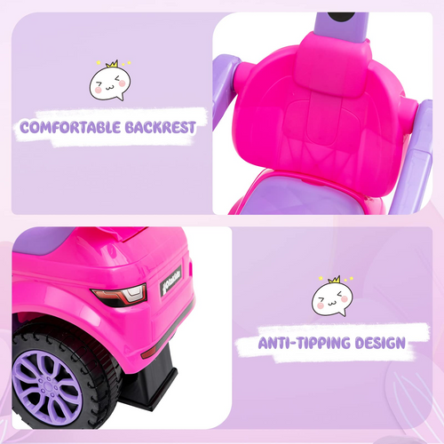 OLAKIDS 4 in 1 Ride on Push Car, Toddlers Stroller Sliding Walking Toy with Horn, Music, Lights, Removable Guardrails and Handle OLAKIDS