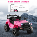 12V Electric Vehicle Car with Remote Control, Toddlers Battery Powered Toy with 2 Speeds, Spring Suspension OLAKIDS