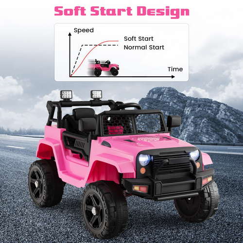 12V Electric Vehicle Car with Remote Control, Toddlers Battery Powered Toy with 2 Speeds, Spring Suspension OLAKIDS