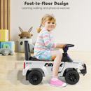 OLAKIDS Ride On Push Police Car, Toddler Foot-to-Floor Sliding Toy with Siren, Steering Wheel, Megaphone, Horn, Headlights, Under Seat Storage OLAKIDS