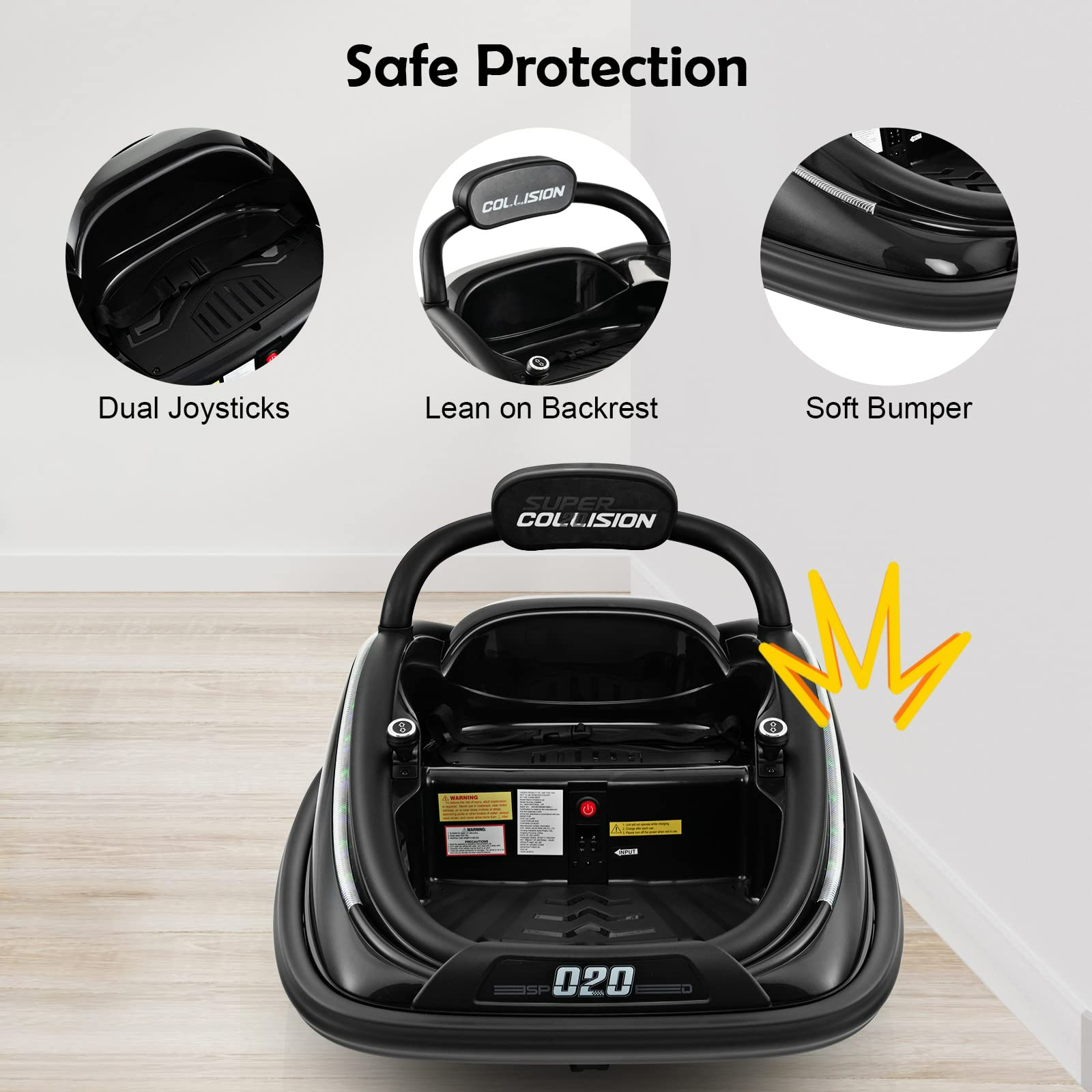 OLAKIDS Bumper Car for Toddlers, 12V Kids Electric Ride on Toy with Remote Control OLAKIDS