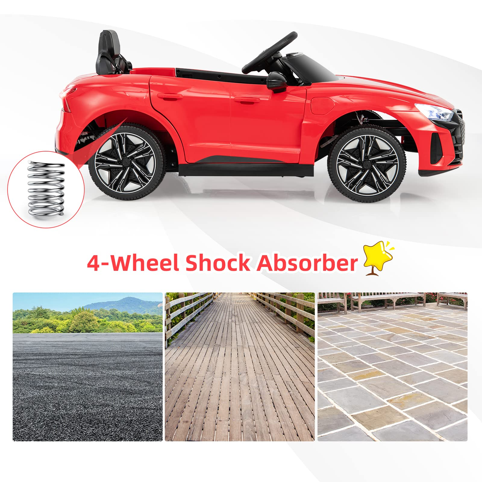OLAKIDS 12V Kids Ride On Car, Licensed Audi RS e-tron GT Electric Vehicle with Remote Control OLAKIDS