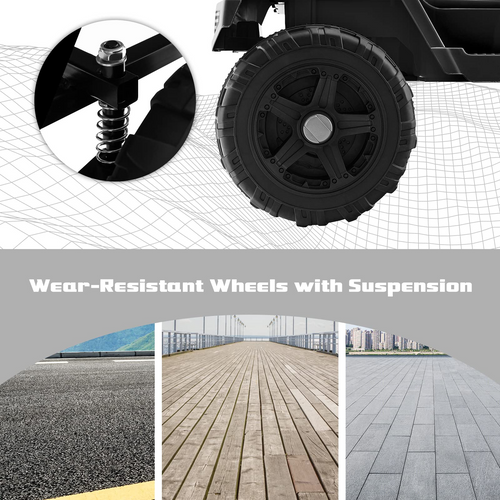 12V Electric Vehicle Car with Remote Control, Toddlers Battery Powered Toy with 2 Speeds, Spring Suspension OLAKIDS