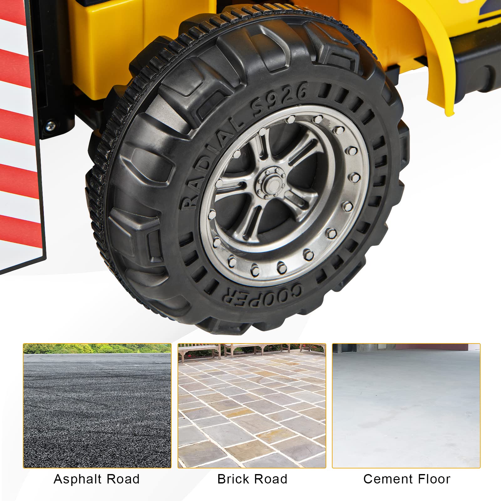 OLAKIDS Ride on Forklift, 12V Kids Electric Vehicle Construction Truck with Remote Control, Liftable Fork and Pallet